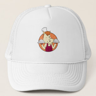 Horse as Cook with Serving platters Trucker Hat