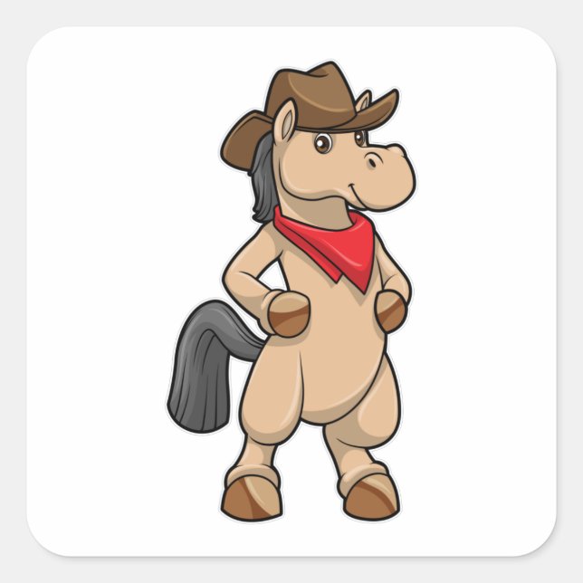 Horse as Cowboy Square Sticker (Front)