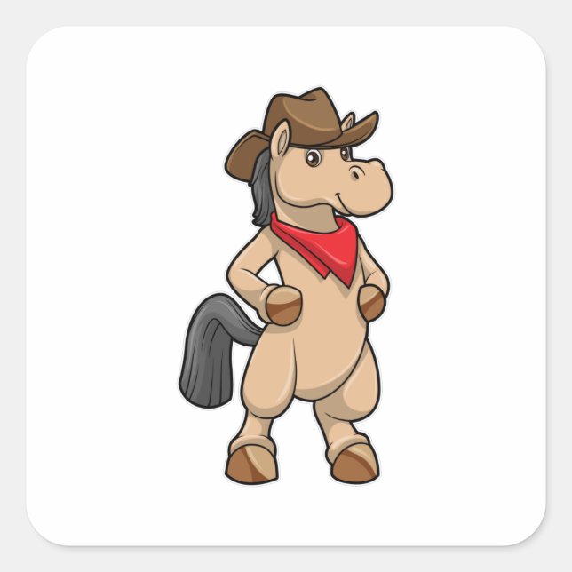 Horse as Cowboy Square Sticker (Front)