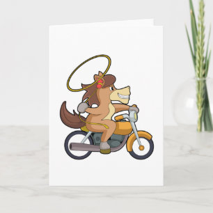 Horse as Cowboy with Lasso & Motorcycle Card