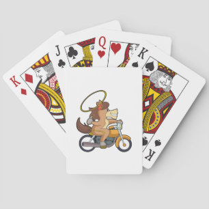 Horse as Cowboy with Lasso & Motorcycle Playing Cards