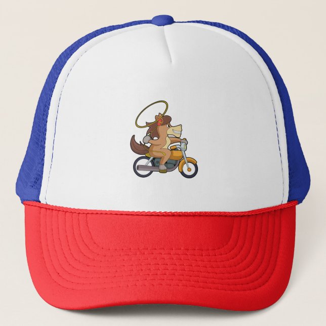 Horse as Cowboy with Lasso & Motorcycle Trucker Hat (Front)