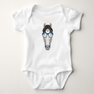 Horse as Doctor with Glasses Baby Bodysuit