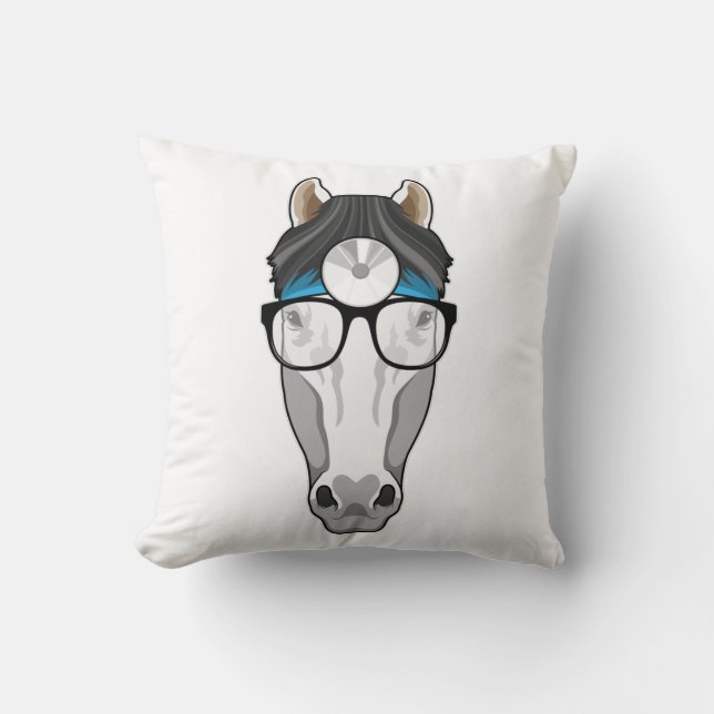 Horse as Doctor with Glasses Cushion (Front)