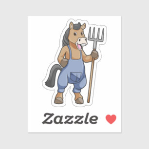 Horse as Farmer with Rake