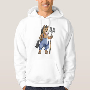 Horse as Farmer with Rake Hoodie