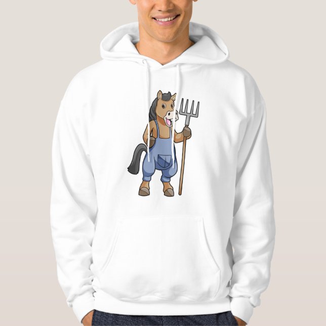 Horse as Farmer with Rake Hoodie (Front)