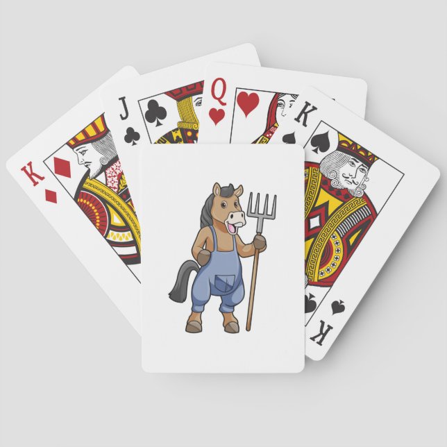 Horse as Farmer with Rake Playing Cards (Back)