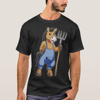 Horse as Farmer with Rake T-Shirt