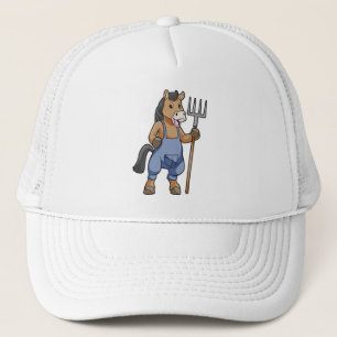 Horse as Farmer with Rake Trucker Hat