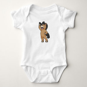 Horse as Hairdresser with Comb Baby Bodysuit