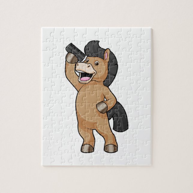 Horse as Hairdresser with Comb Jigsaw Puzzle (Vertical)