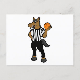 Horse as Referee with Basketball & Whistle Postcard