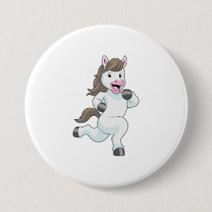 Horse as Runner at Running 7.5 Cm Round Badge