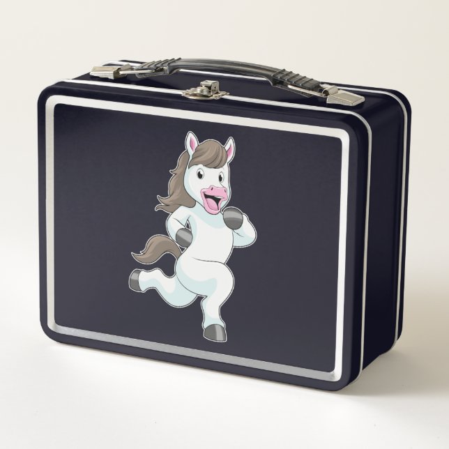 Horse as Runner at Running Metal Lunch Box (Front)