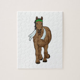 Horse as Runner with Towel Jigsaw Puzzle