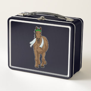 Horse as Runner with Towel Metal Lunch Box