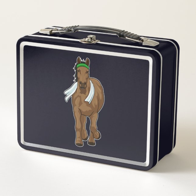 Horse as Runner with Towel Metal Lunch Box (Front)