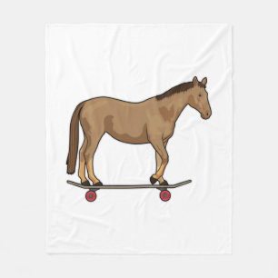Horse as Skater on Skateboard Fleece Blanket