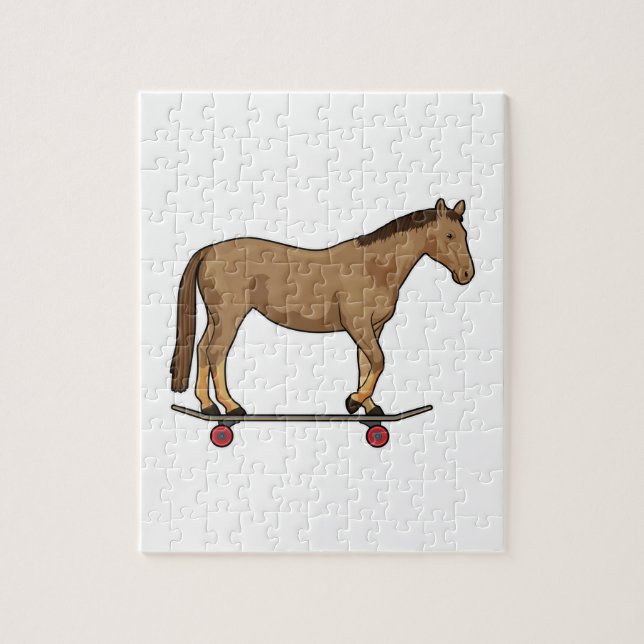Horse as Skater on Skateboard Jigsaw Puzzle (Vertical)