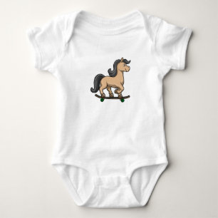 Horse as Skater with Skateboard Baby Bodysuit