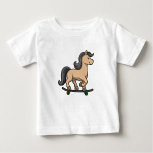 Horse as Skater with Skateboard Baby T-Shirt