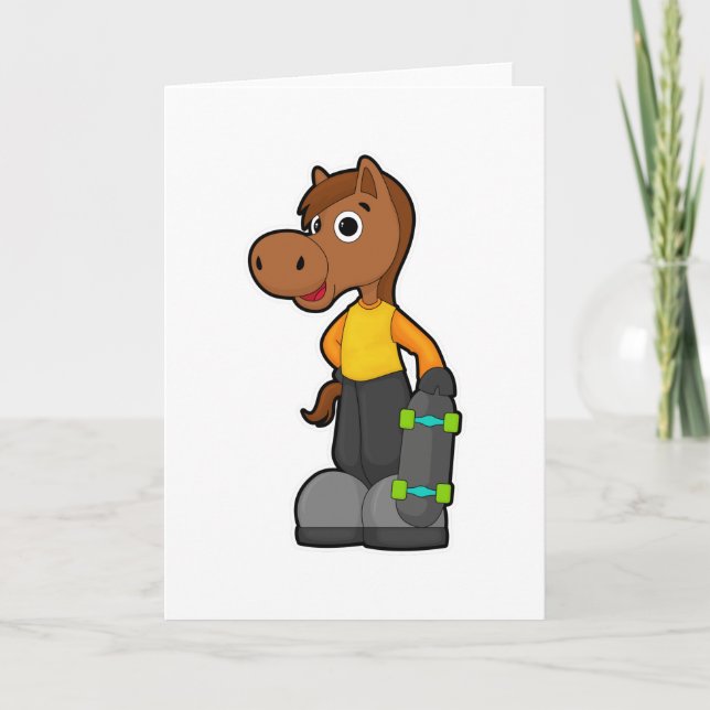 Horse as Skater with Skateboard Card (Front)