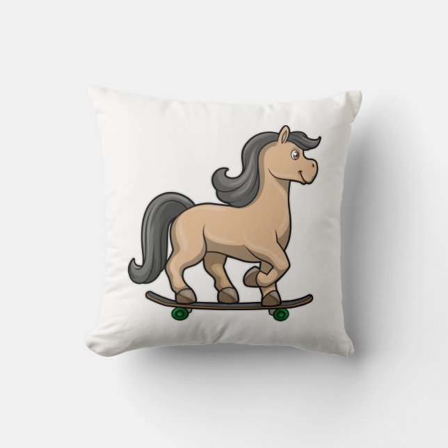 Horse as Skater with Skateboard Cushion (Front)