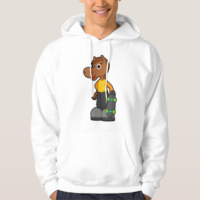 Horse as Skater with Skateboard Hoodie (Front)