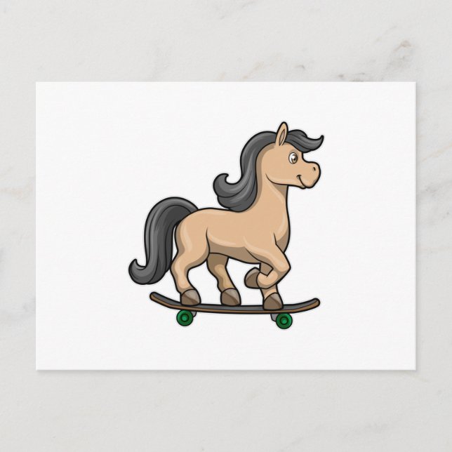 Horse as Skater with Skateboard Postcard (Front)