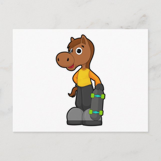 Horse as Skater with Skateboard Postcard (Front)