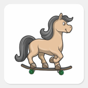 Horse as Skater with Skateboard Square Sticker