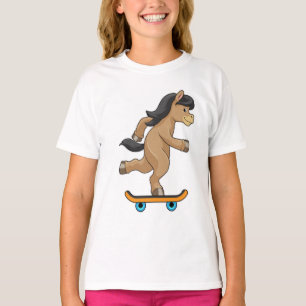 Horse as Skater with Skateboard T-Shirt