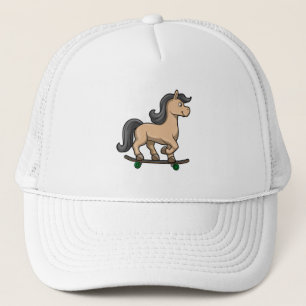 Horse as Skater with Skateboard Trucker Hat