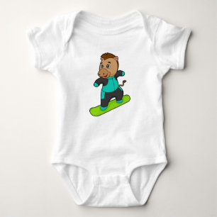 Horse as Snowboarder with Snowboard Baby Bodysuit