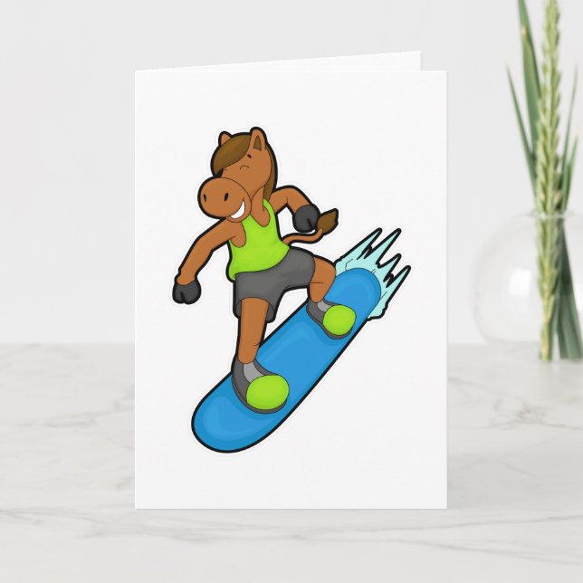 Horse as Snowboarder with Snowboard Card (Front)