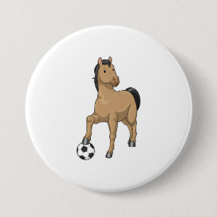 Horse as Soccer player with Soccer 7.5 Cm Round Badge
