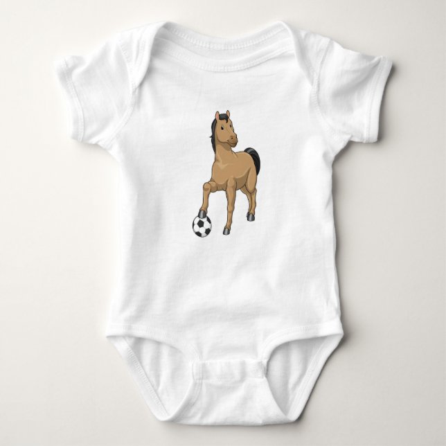 Horse as Soccer player with Soccer Baby Bodysuit (Front)