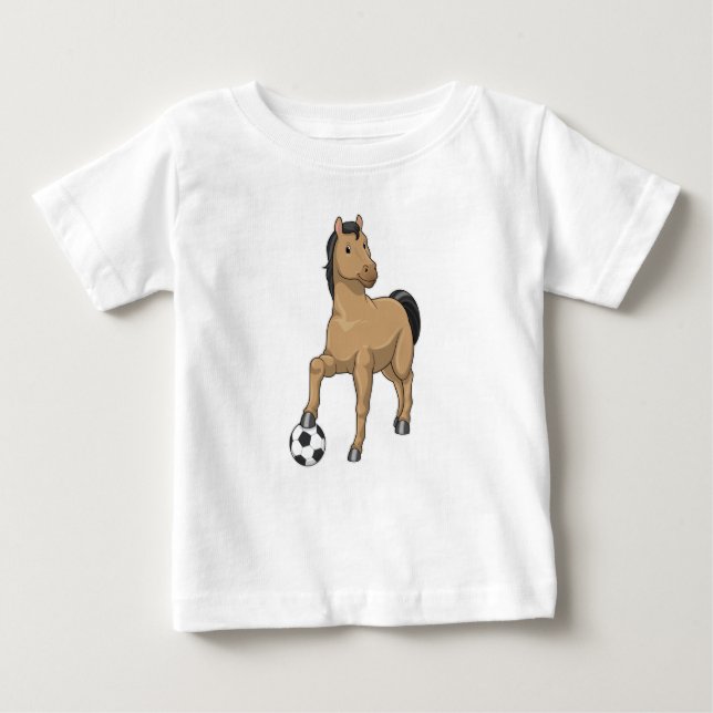 Horse as Soccer player with Soccer Baby T-Shirt (Front)