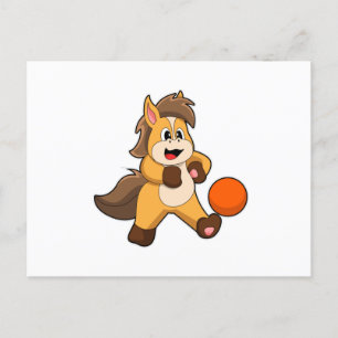 Horse as Soccer player with Soccer ball Postcard