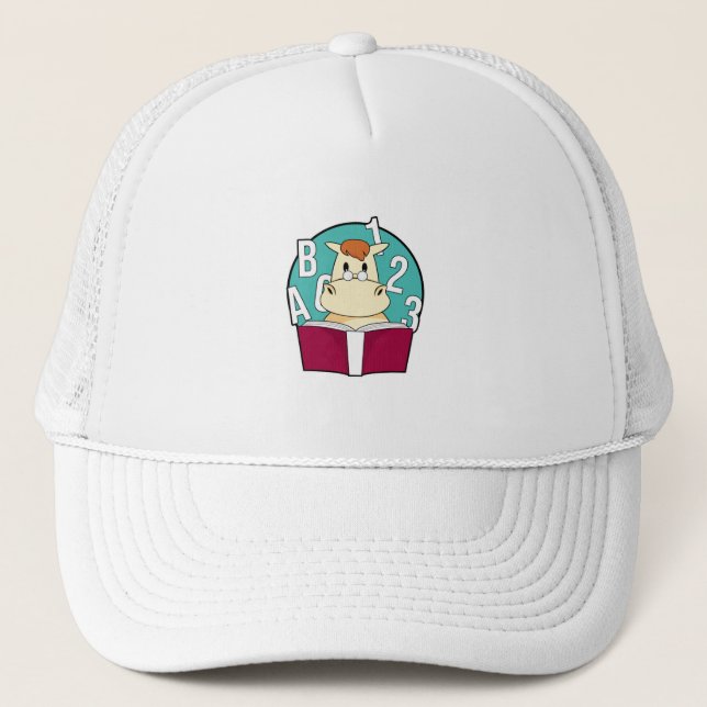 Horse as Student with Glasses & Book Trucker Hat (Front)