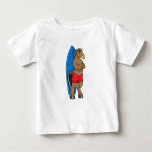 Horse as Surfer with Surfboard Baby T-Shirt