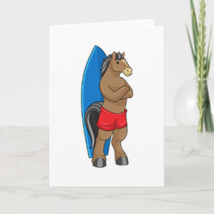 Horse as Surfer with Surfboard Card