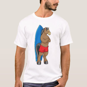 Horse as Surfer with Surfboard T-Shirt