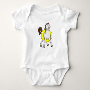 Horse as Swimmer with Lifebouy Baby Bodysuit