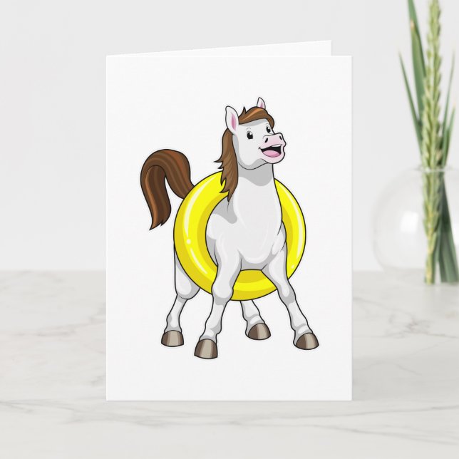 Horse as Swimmer with Lifebouy Card (Front)