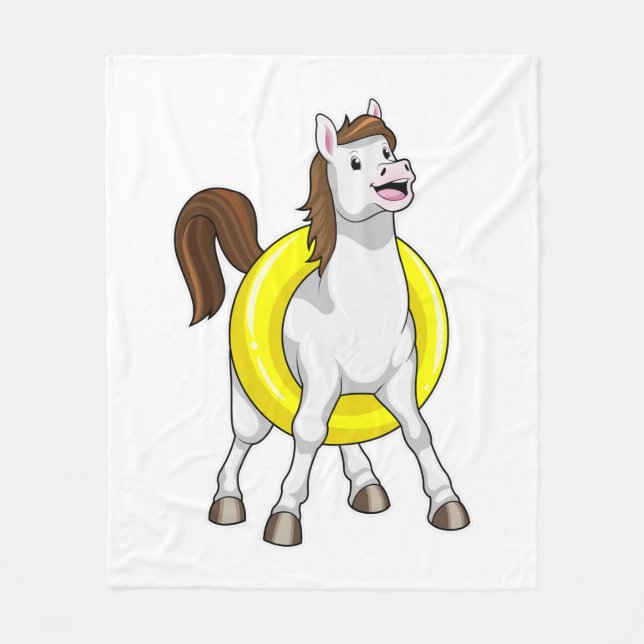 Horse as Swimmer with Lifebouy Fleece Blanket (Front)