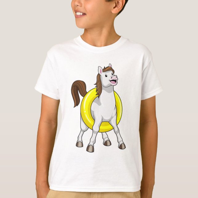 Horse as Swimmer with Lifebouy T-Shirt (Front)