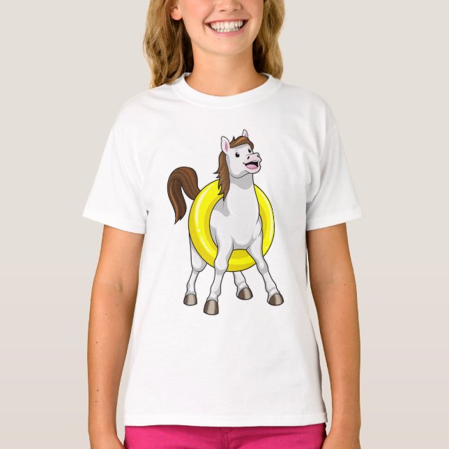 Horse as Swimmer with Lifebouy T-Shirt (Front)
