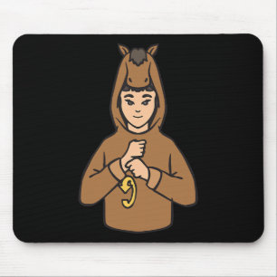 Horse Asl Hand Gesture Deaf Hearing Loss Awareness Mouse Pad